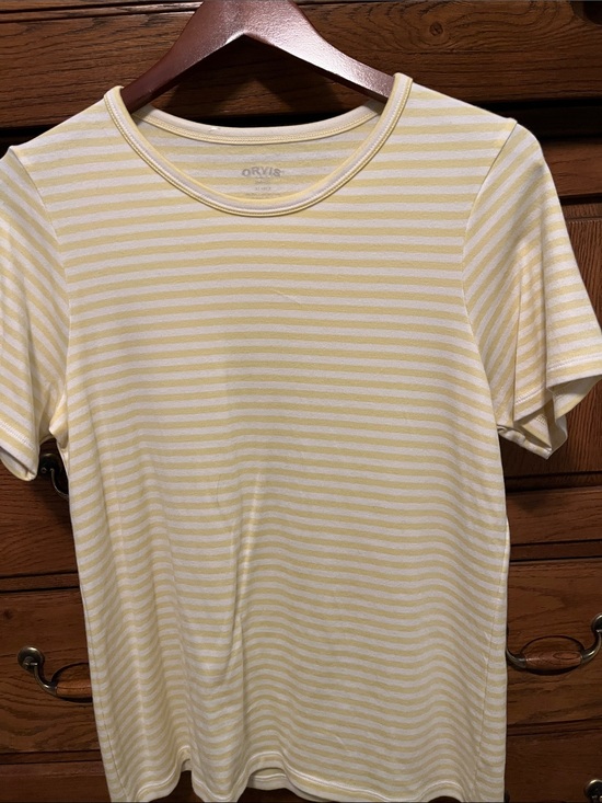 Orvis Tops - Orvis cotton yellow and white stripe T size XL